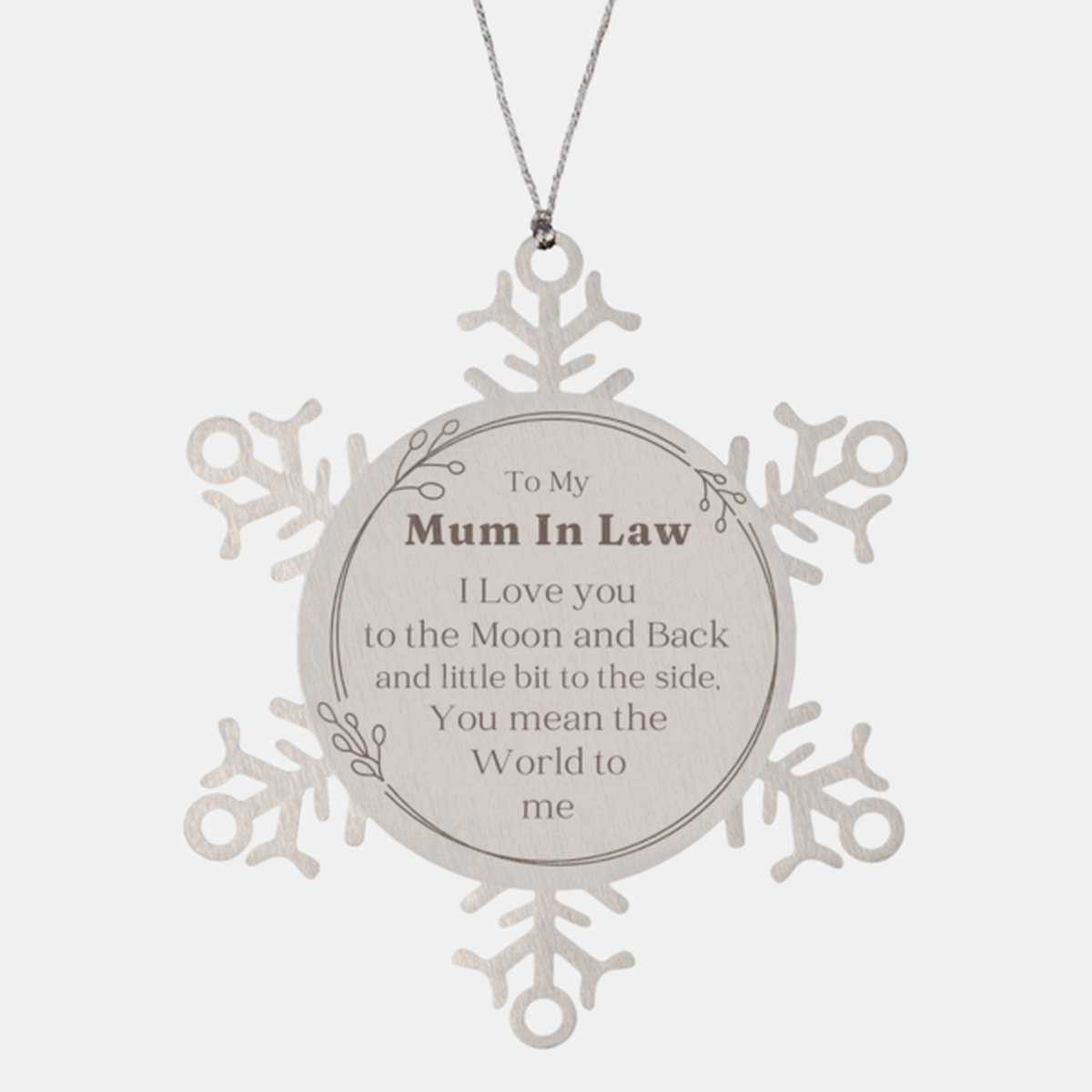 mum in law snowflake ornament unique gift to show love christmas keepsake for mum in law meaningful holiday decoration with engraved quote