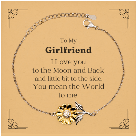 to my girlfriend i love you to the moon and back sunflower bracelet for birthday gift unique jewelry for christmas graduation and holidays meaningful gift for her