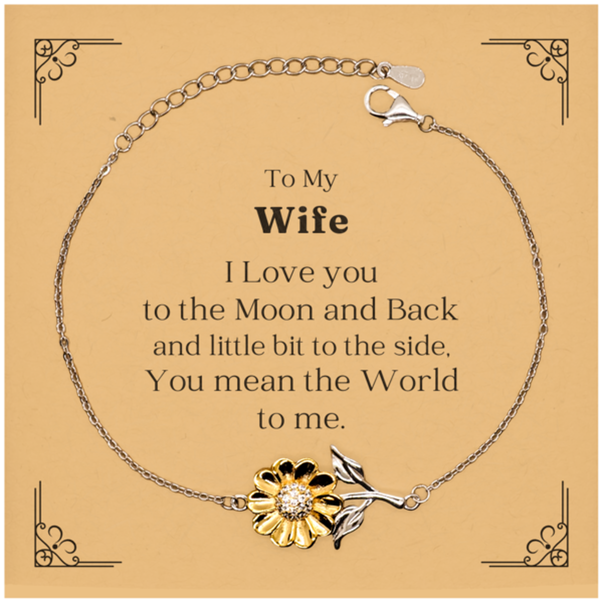 to my wife i love you to the moon and back sunflower bracelet for birthday gift