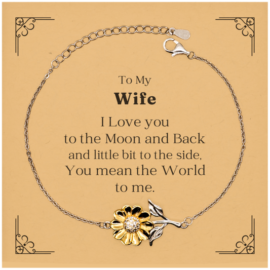 to my wife i love you to the moon and back sunflower bracelet for birthday gift
