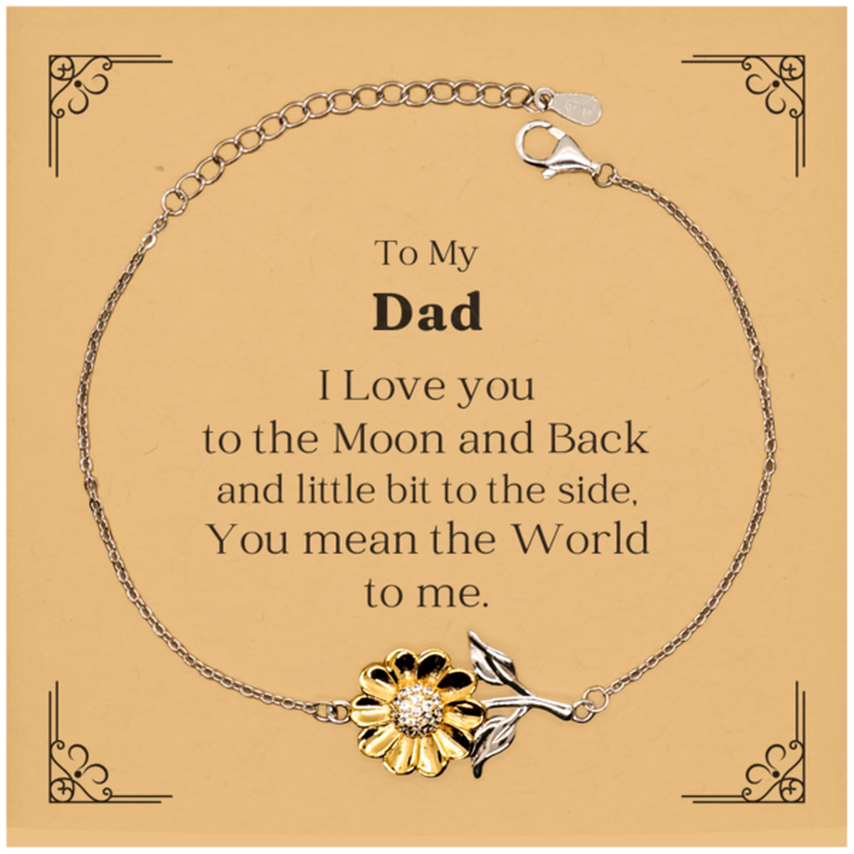 engraved sunflower bracelet for dad i love you to the moon and back perfect gift for birthday christmas and fathers day meaningful jewelry for him