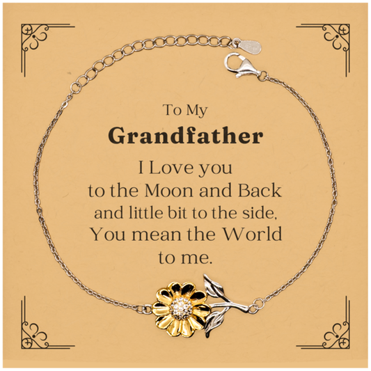 grandfather sunflower bracelet engraved with love to the moon and back perfect christmas gift for grandpa