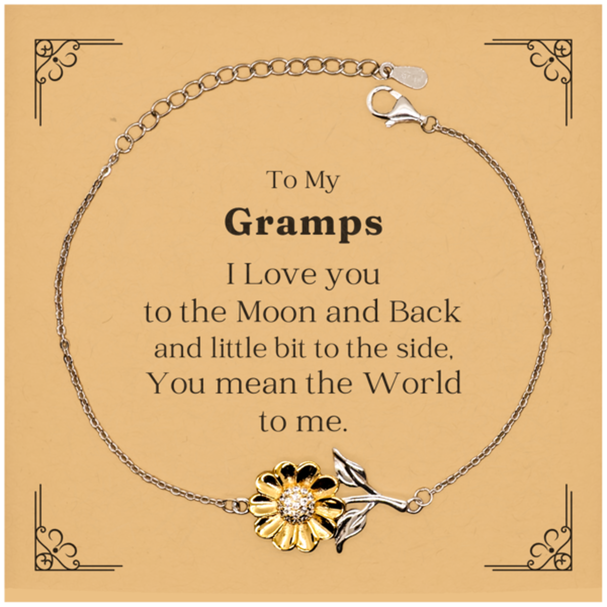 gramps sunflower bracelet engraved gift for holidays birthday and inspirational confidence i love you to the moon and back