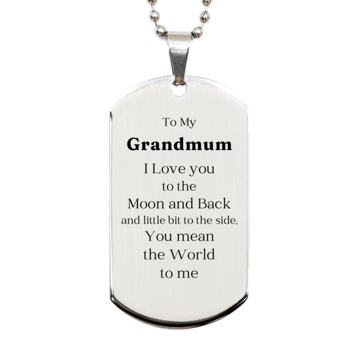 grandmum engraved silver dog tag i love you to the moon and back perfect christmas gift for grandmum who means the world to me