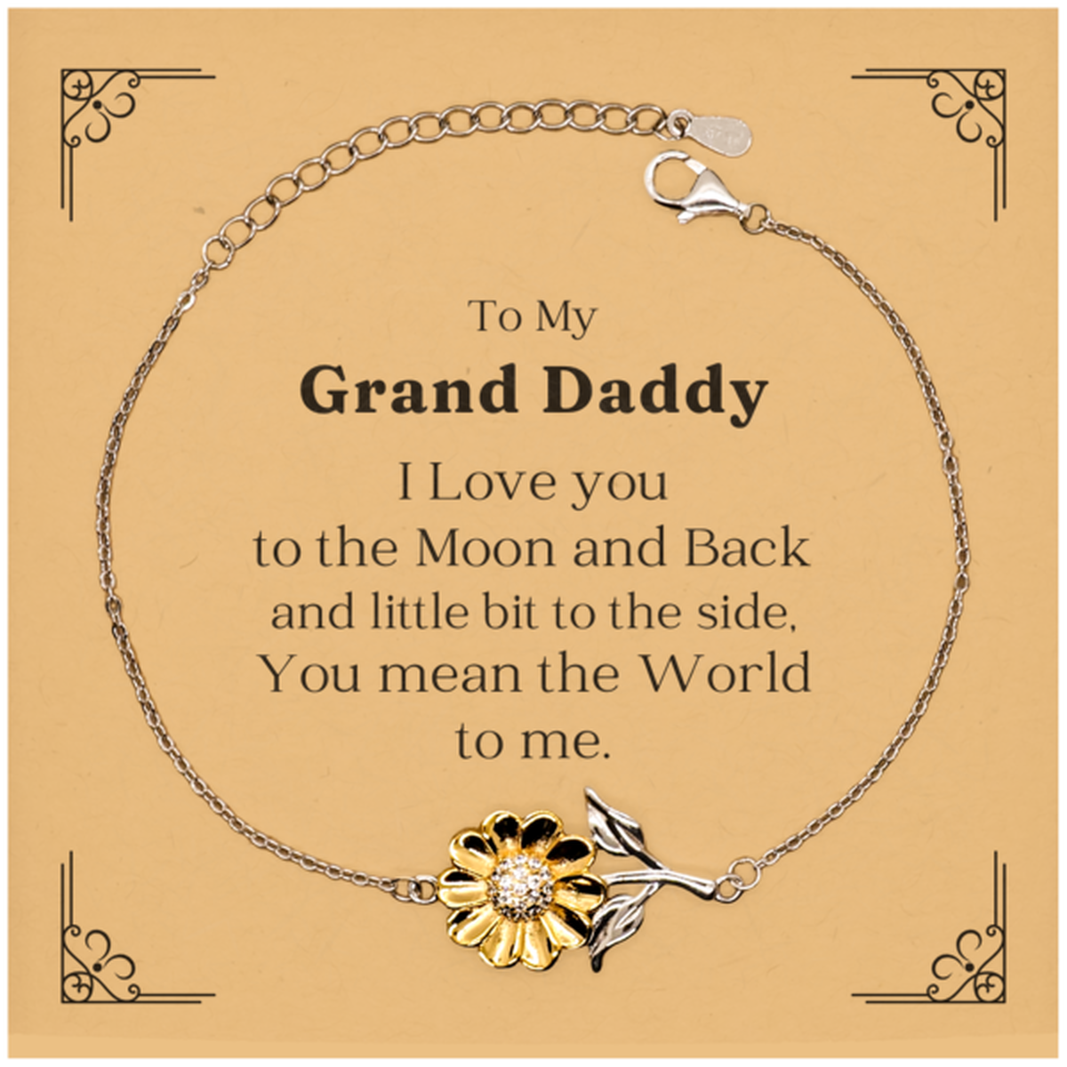 grand daddy sunflower bracelet engraved love for grandfather meaningful gift for birthday christmas and holidays