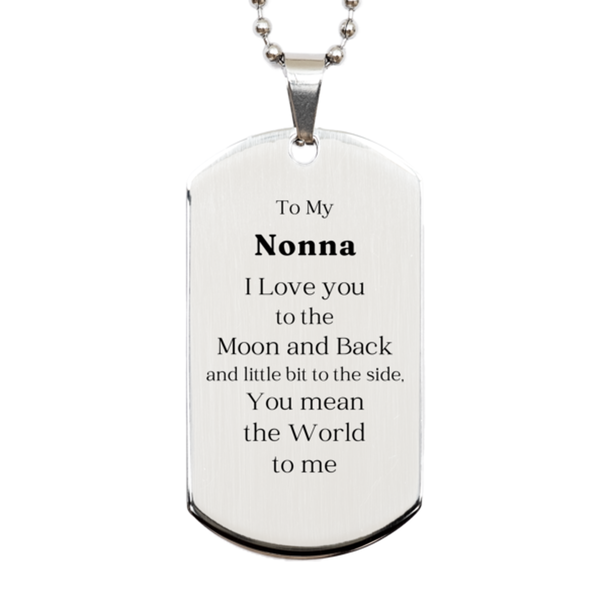 nonna silver dog tag engraved with loving message for grandma perfect birthday christmas easter gift from grandchild who cherish you
