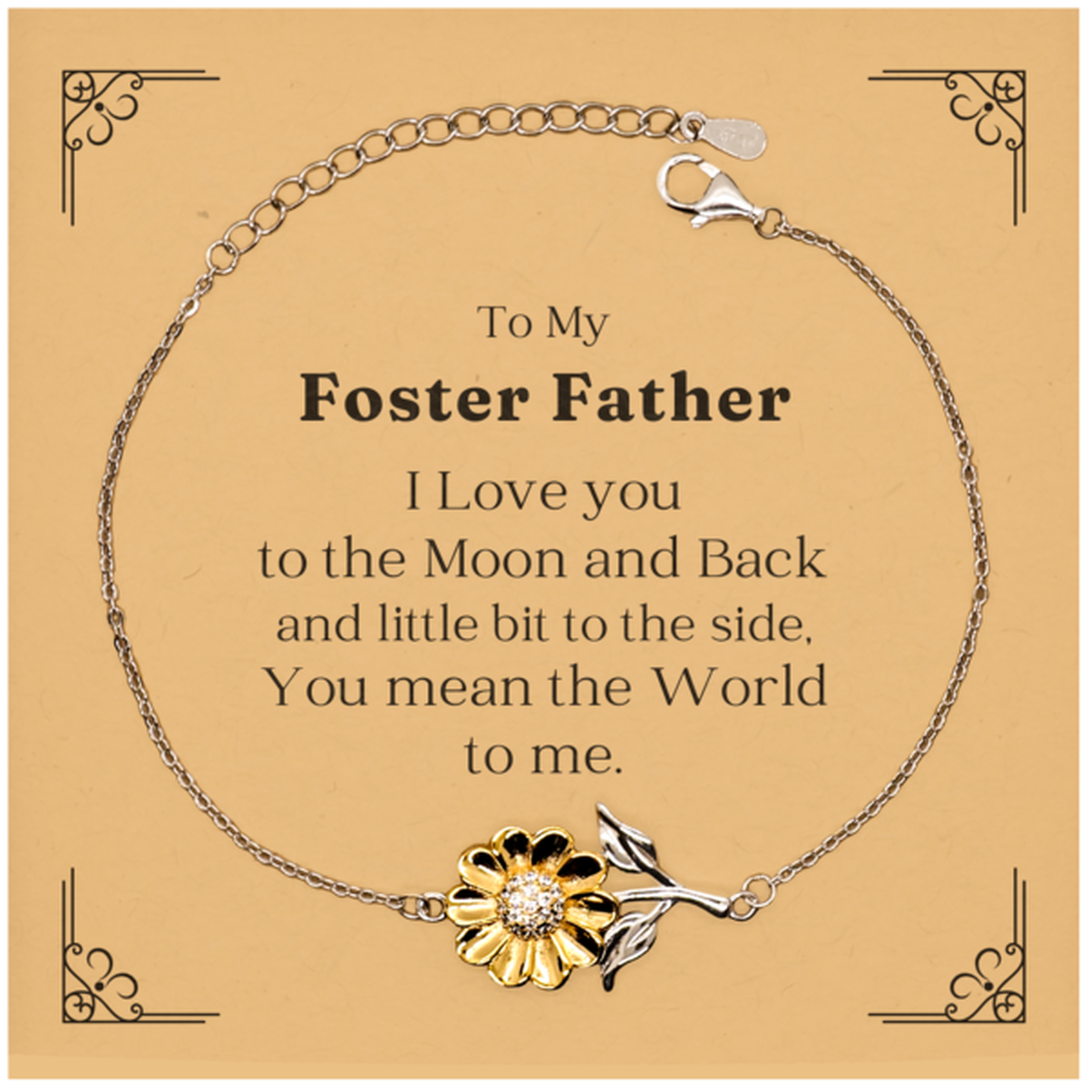 to my foster father i love you engraved sunflower bracelet for birthday and holidays