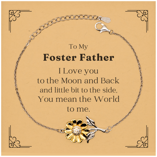 to my foster father i love you engraved sunflower bracelet for birthday and holidays
