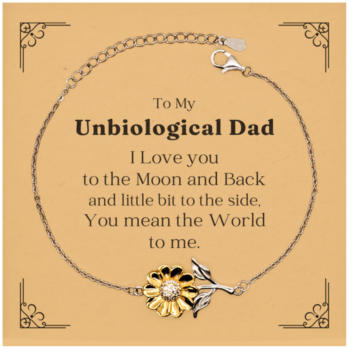 sunflower bracelet unbiological dad i love you engraved gift for birthday christmas holidays graduation