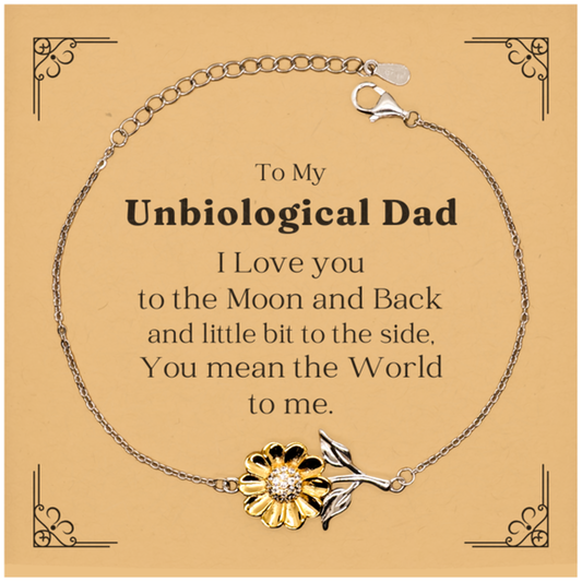 sunflower bracelet unbiological dad i love you engraved gift for birthday christmas holidays graduation
