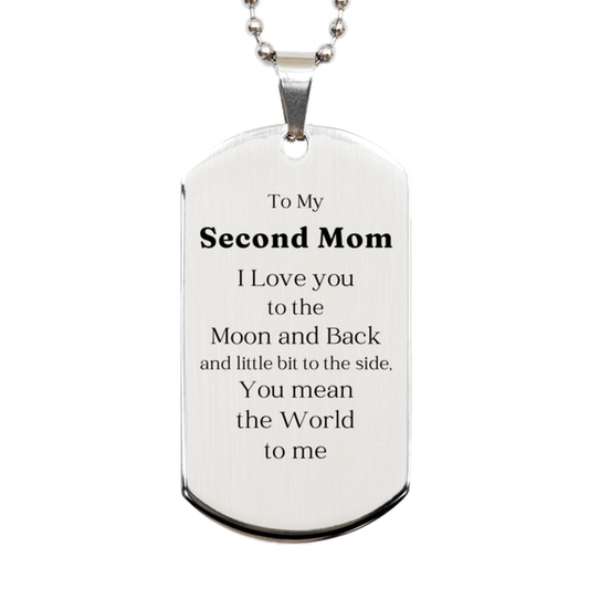 engraved silver dog tag for second mom i love you to the moon and back you mean the world to me perfect mothers day gift