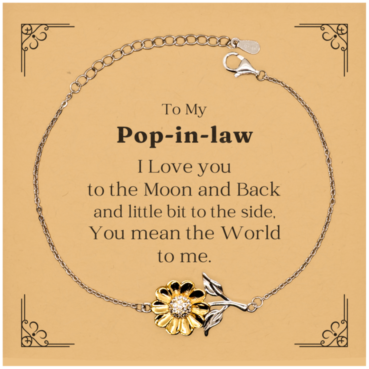 pop in law sunflower bracelet engraved with love for birthday gift expressing gratitude and appreciation thank you pop in law christmas holidays unique and inspirational token of affection