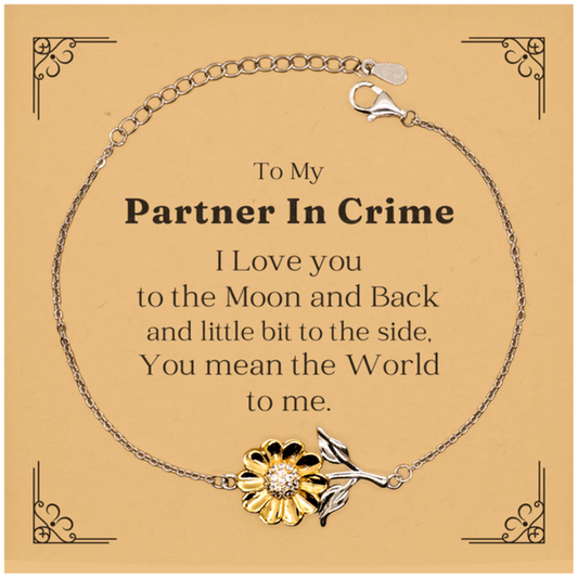 partner in crime sunflower bracelet engraved bracelet for best friends soul sisters birthday christmas graduation i love you to the moon and back and little bit to the side