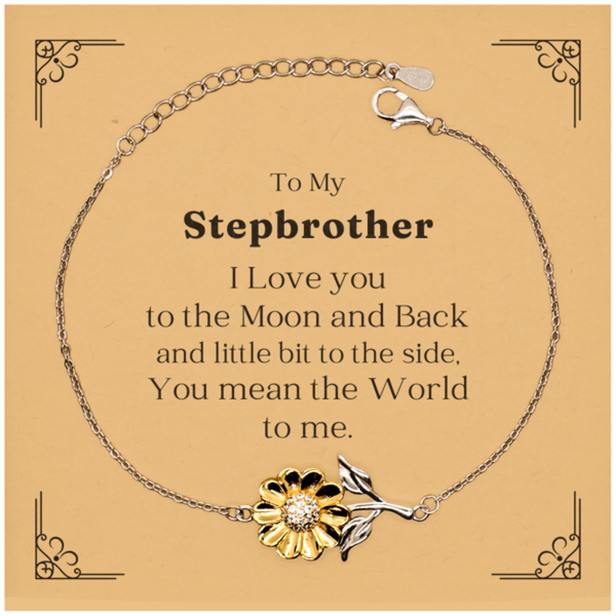 stepbrother sunflower bracelet engraved gift for birthday christmas and graduation to my stepbrother you mean the world to me i love you to the moon and back and a little bit to the side
