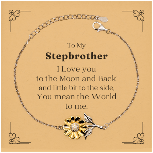 stepbrother sunflower bracelet engraved gift for birthday christmas and graduation to my stepbrother you mean the world to me i love you to the moon and back and a little bit to the side