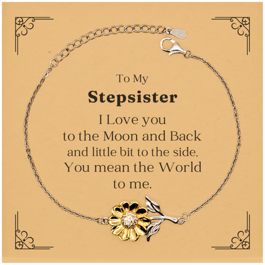 sunflower bracelet stepsister gift i love you engraved inspirational jewelry birthday christmas graduation veterans day