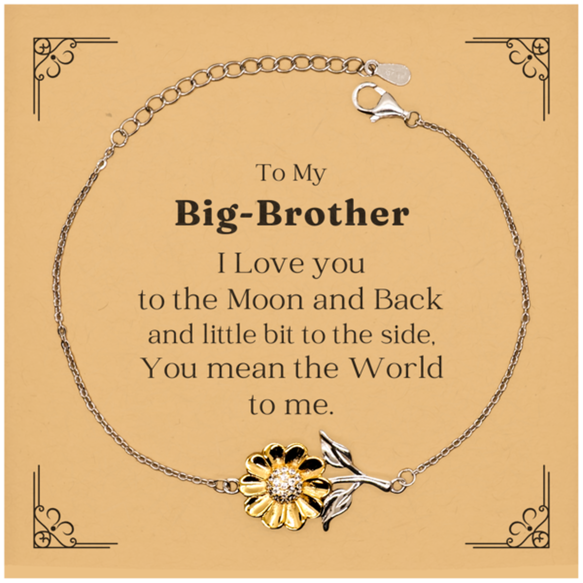 big brother sunflower bracelet engraved love gift for birthday christmas and graduation you mean the world to me