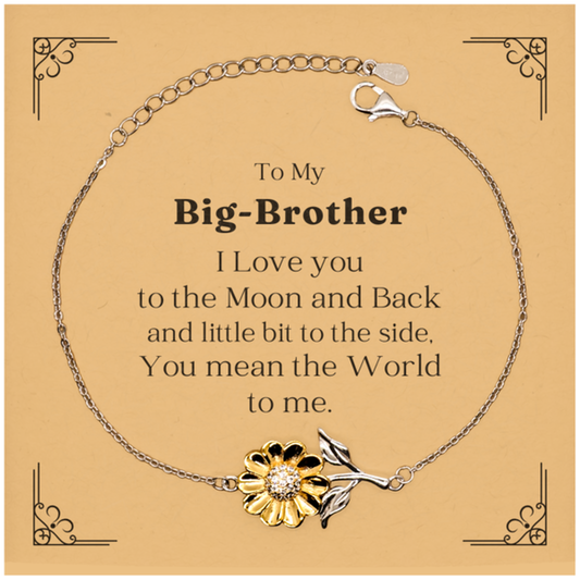 big brother sunflower bracelet engraved love gift for birthday christmas and graduation you mean the world to me