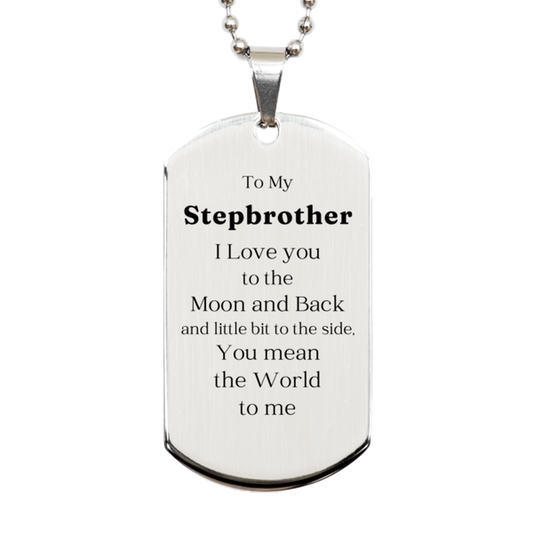 to my stepbrother i love you to the moon and back engraved silver dog tag for birthday gift with love and gratitude