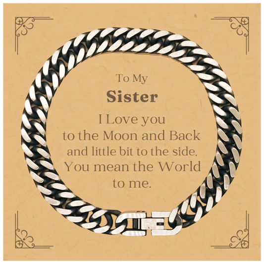 sister engraved cuban link chain bracelet a perfect gift for her to my sister i love you to the moon and back christmas birthday graduation