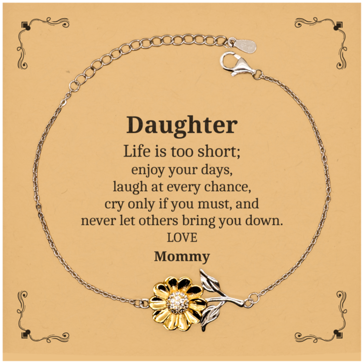 sunflower bracelet daughter inspirational gift mommy love enjoy life confidence holidays