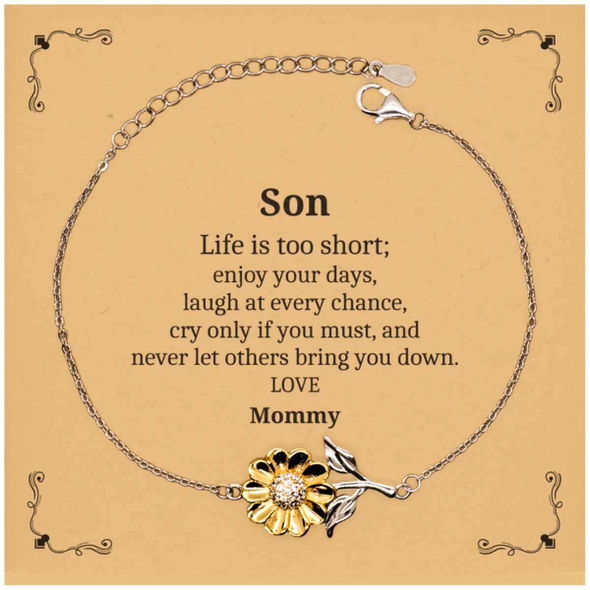 son sunflower bracelet life is too short enjoy every day engraved love from mommy perfect gift for birthday and christmas