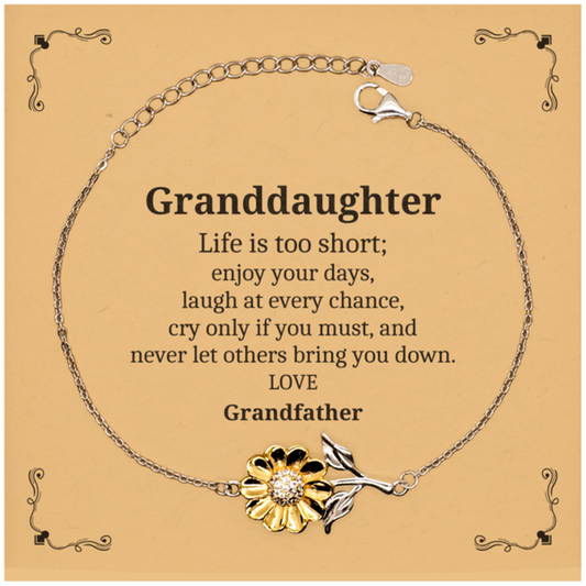 granddaughter sunflower bracelet lifes too short enjoy every day love from grandfather inspirational gift for birthday graduation holidays