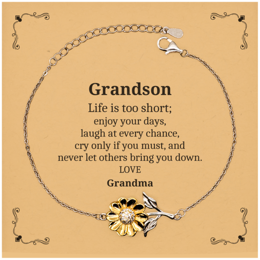 grandson sunflower bracelet unique gift from grandma for birthday graduation or christmas enjoy life laugh love and stay strong