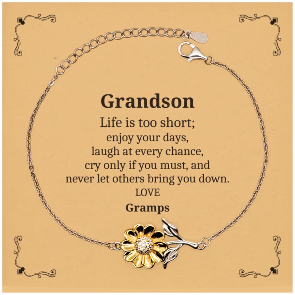 grandson sunflower bracelet enjoy every day gramps love perfect gift for birthday christmas graduation niche confidence