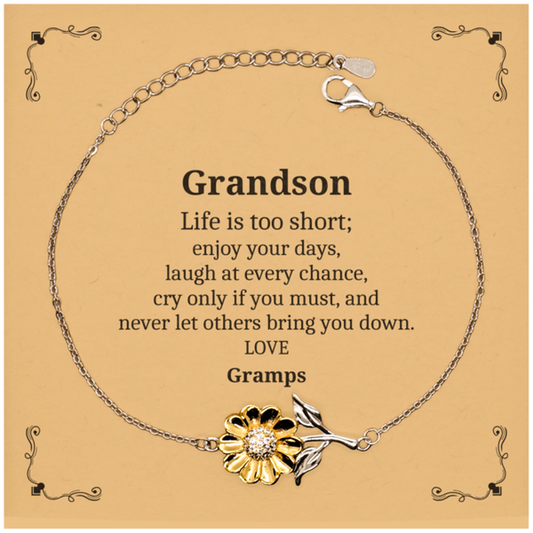 grandson sunflower bracelet enjoy every day gramps love perfect gift for birthday christmas graduation niche confidence