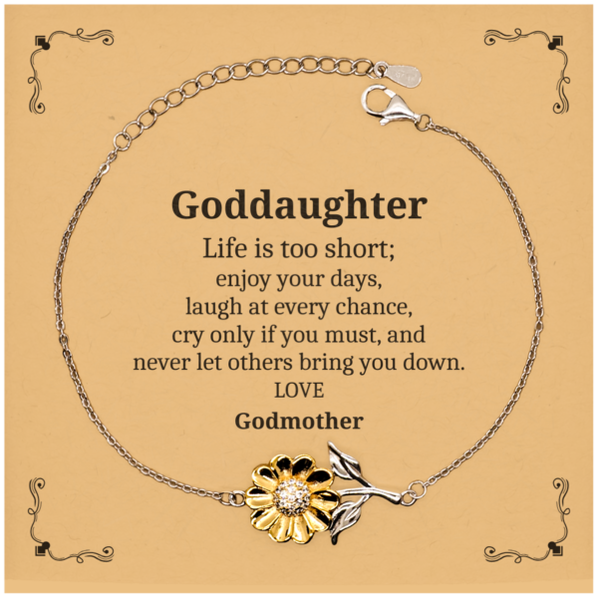 goddaughter bracelet inspirational quote engraved jewelry for birthday gift from godmother sunflower bracelet with hope and confidence