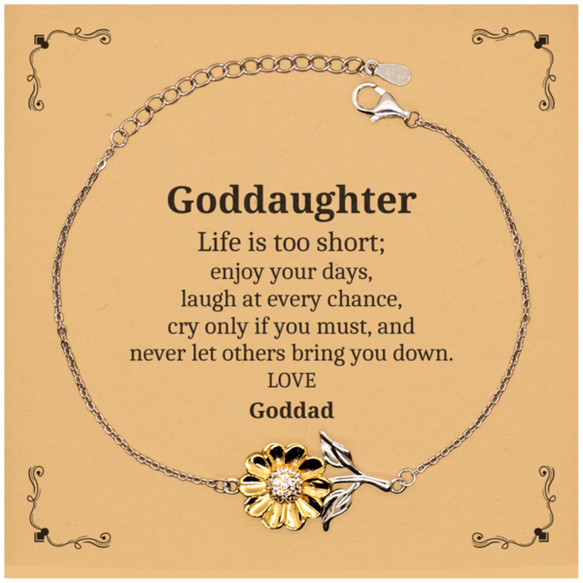 goddaughter sunflower bracelet engraved inspirational gift love from goddad