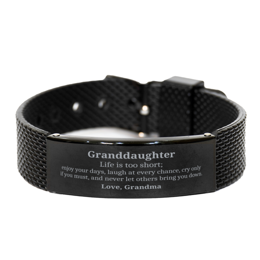 granddaughter black shark mesh bracelet life is too short enjoy your days love from grandma birthday christmas inspirational gift for granddaughter