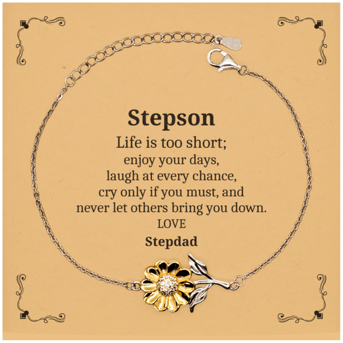 stepson engraved sunflower bracelet love stepdad unique gift for christmas graduation and holidays stepson inspirational jewelry to build confidence and hope