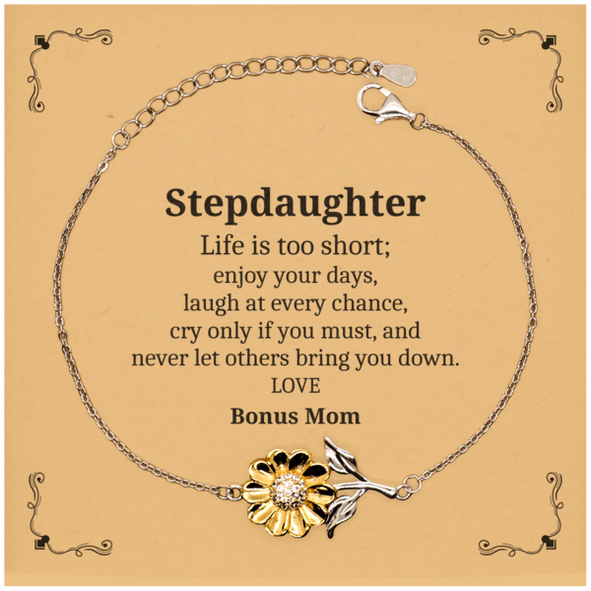 stepdaughter sunflower bracelet enjoy your days laugh inspirational gift