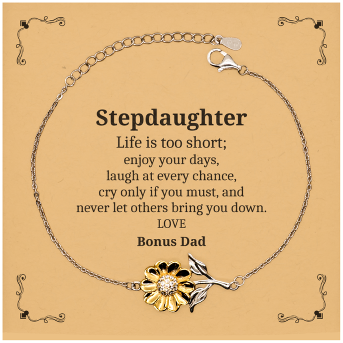 stepdaughter sunflower bracelet enjoy your days love bonus dad unique gift for birthday christmas graduation and holidays inspirational jewelry for stepdaughter