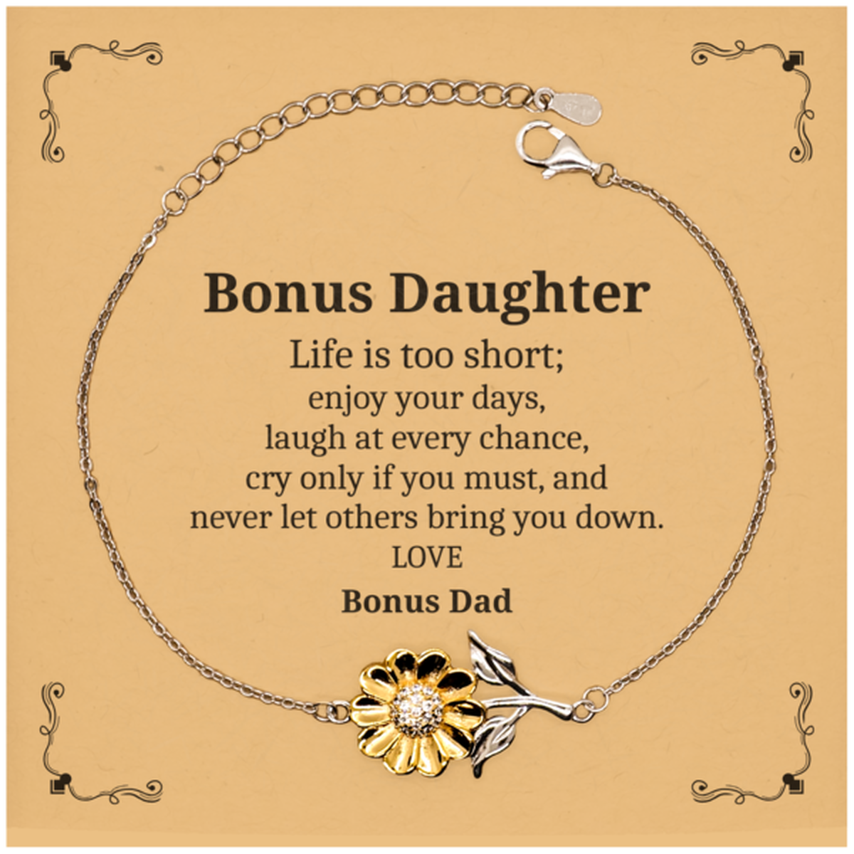 bonus daughter sunflower bracelet life is too short enjoy your days and feel confident in your unique style birthday gift for her