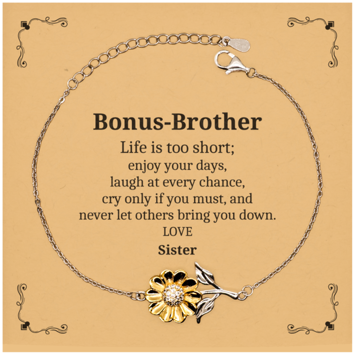 unique sunflower bracelet bonus brother life is too short enjoy every moment show confidence inspiration from sister perfect gift for birthday christmas graduation veterans day easter etc