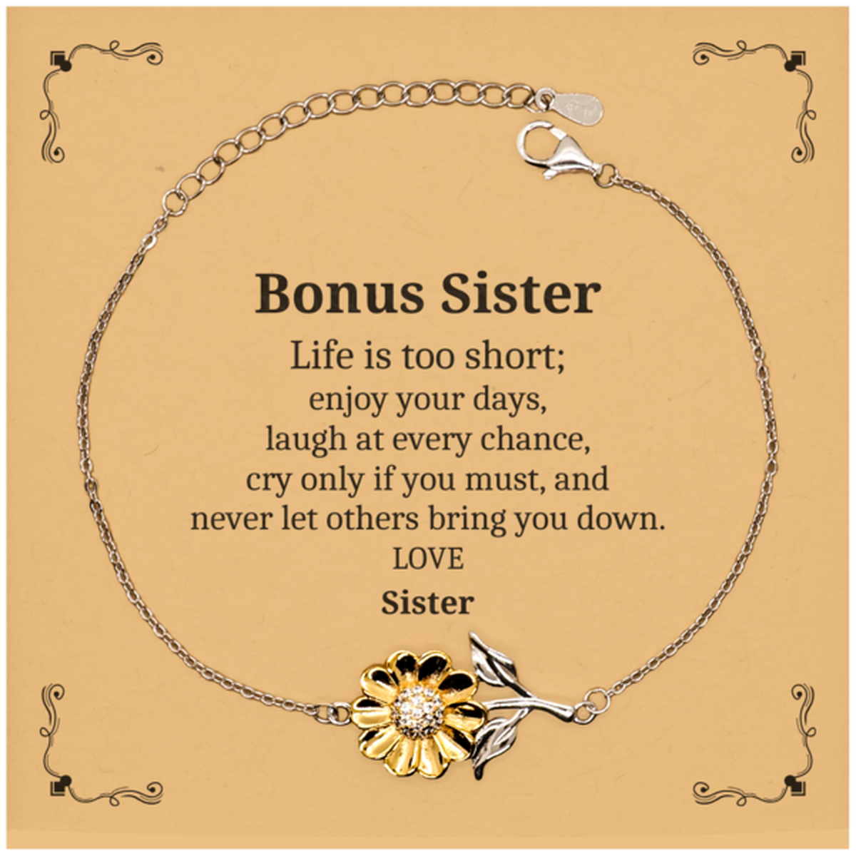 bonus sister sunflower bracelet enjoy your days unique gift for christmas graduation sister inspirational jewelry confidence booster veterans day