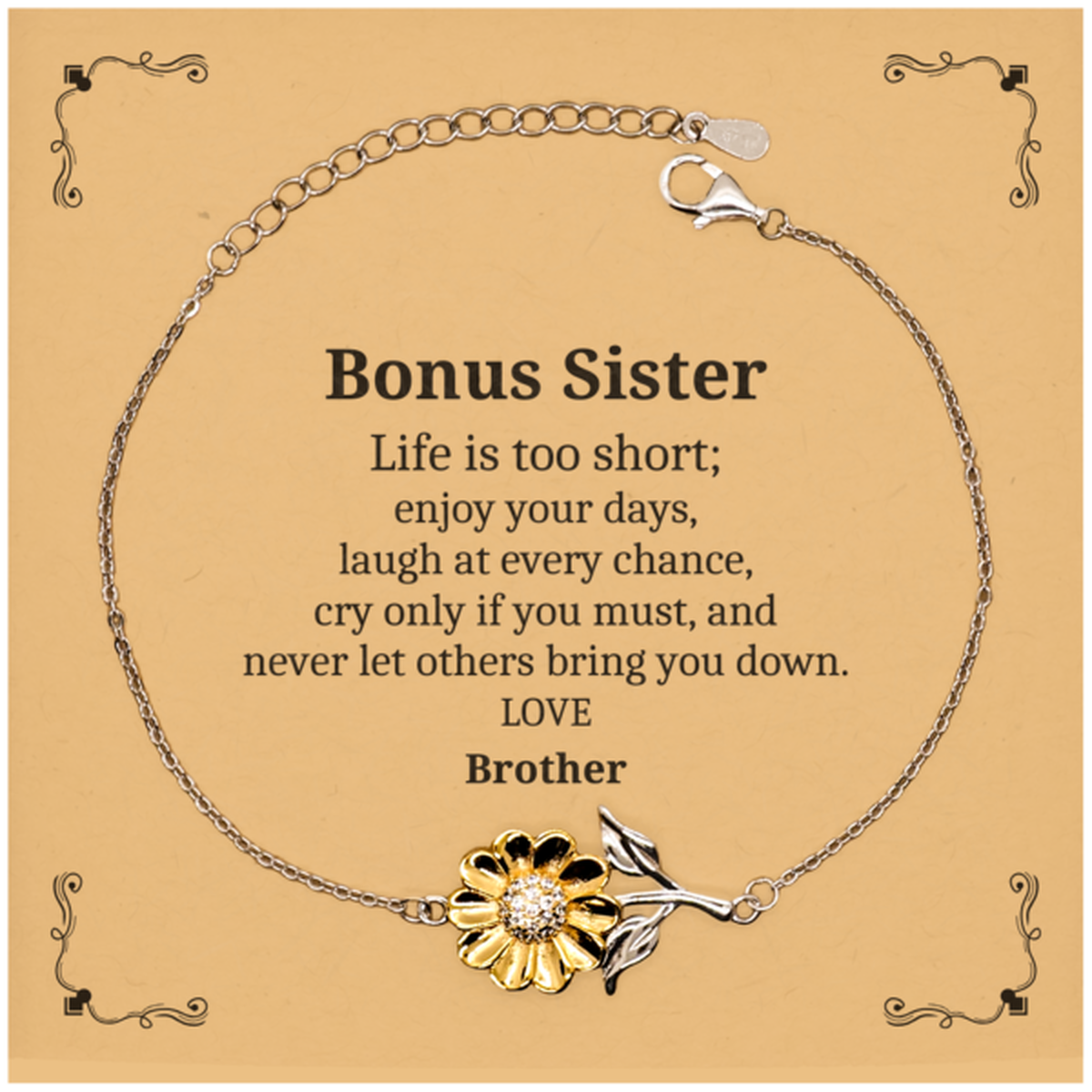 bonus sister sunflower bracelet enjoy your days with love and confidence inspirational gift for birthday christmas graduation and more