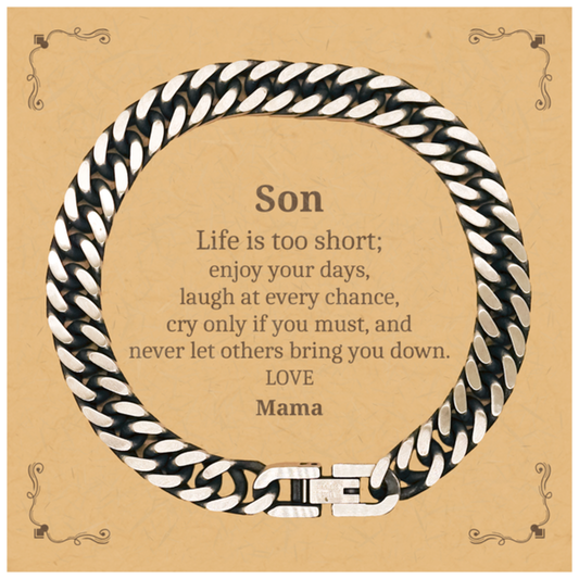 son cuban link chain bracelet enjoy life laugh mamas love confidence birthday gift for him