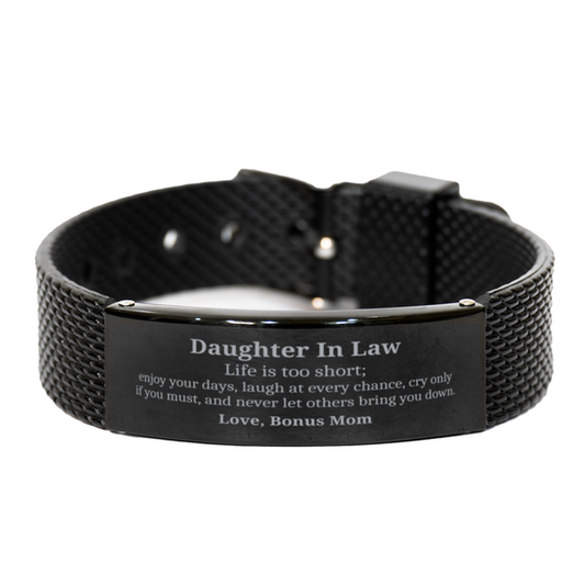 daughter in law black shark mesh bracelet love bonus mom inspirational gift for birthday christmas graduation and holidays