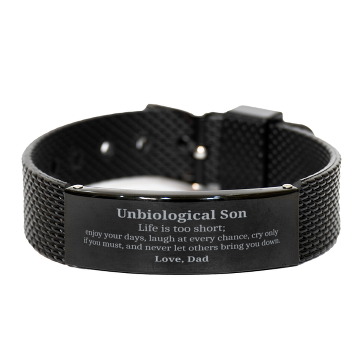 unique black shark mesh bracelet for unbiological son life is too short enjoy your days love dad gift for birthday christmas graduation veterans day
