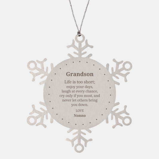 unique grandson snowflake ornament christmas gift love nonno inspiration laugh decorative holiday decor home engraved keepsake family heirloom beauty winter celebration ornamentation joy 2021 decorative accent sentimental family tradition