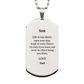 silver dog tag for son enjoy life laugh never down inspirational gift for birthday graduation christmas beautiful engraved message from dad