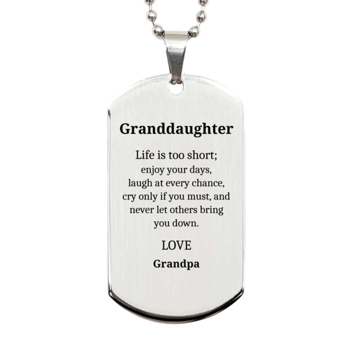 granddaughter silver dog tag engraved inspirational message birthday gift for her