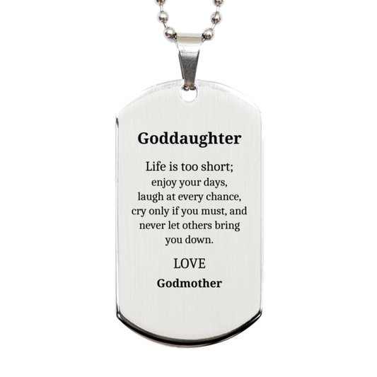 goddaughter silver dog tag enjoy your days graduation gift from godmother inspirational jewelry for her