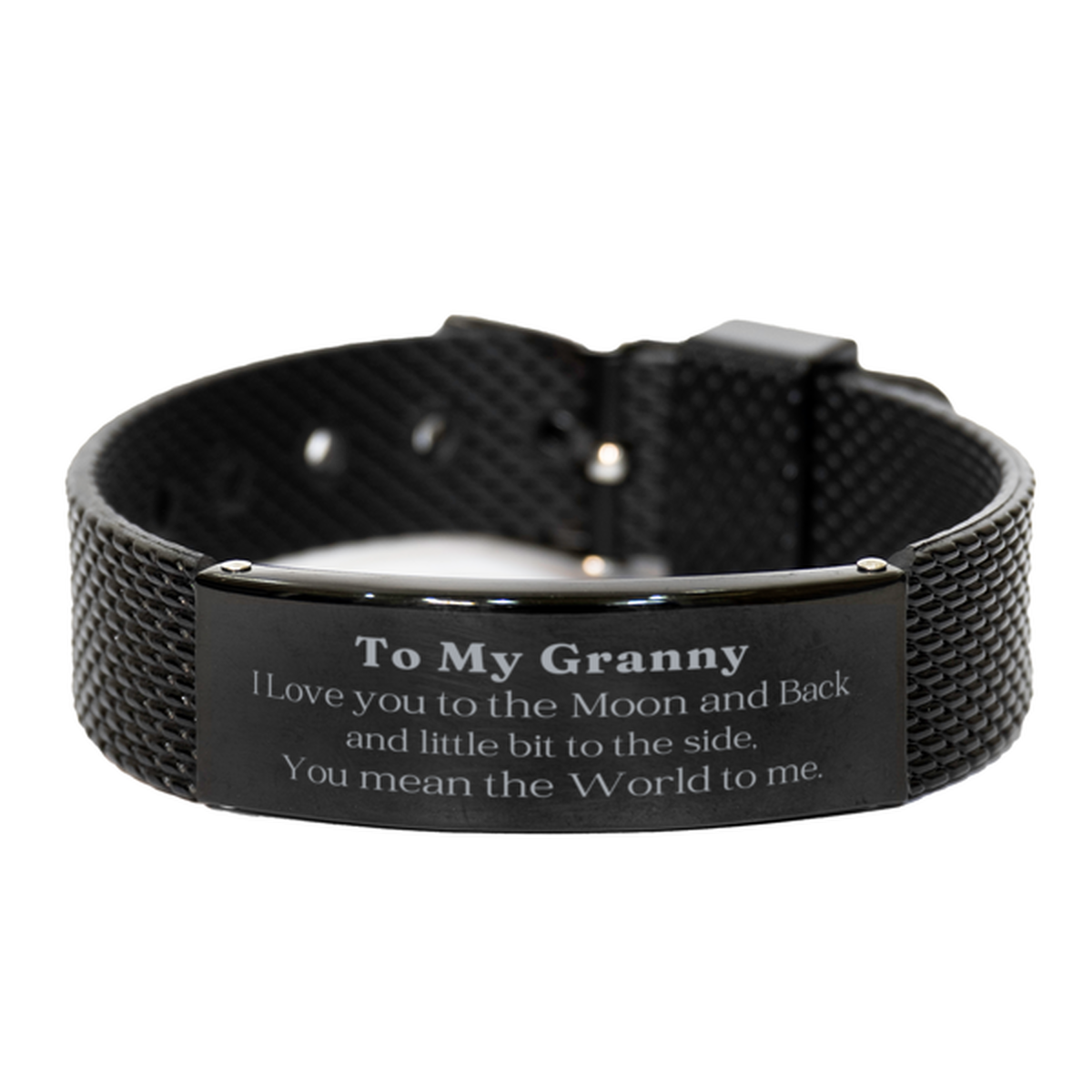 granny black shark mesh bracelet engraved love to the moon and back perfect birthday gift for grandma unique jewelry for her inspirational christmas present confidence boosting veterans day surprise