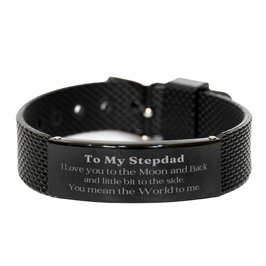 stepdad black shark mesh bracelet you mean the world to me birthday gift for stepdad engraved love and appreciation unique stepdad gift idea stepdad christmas present