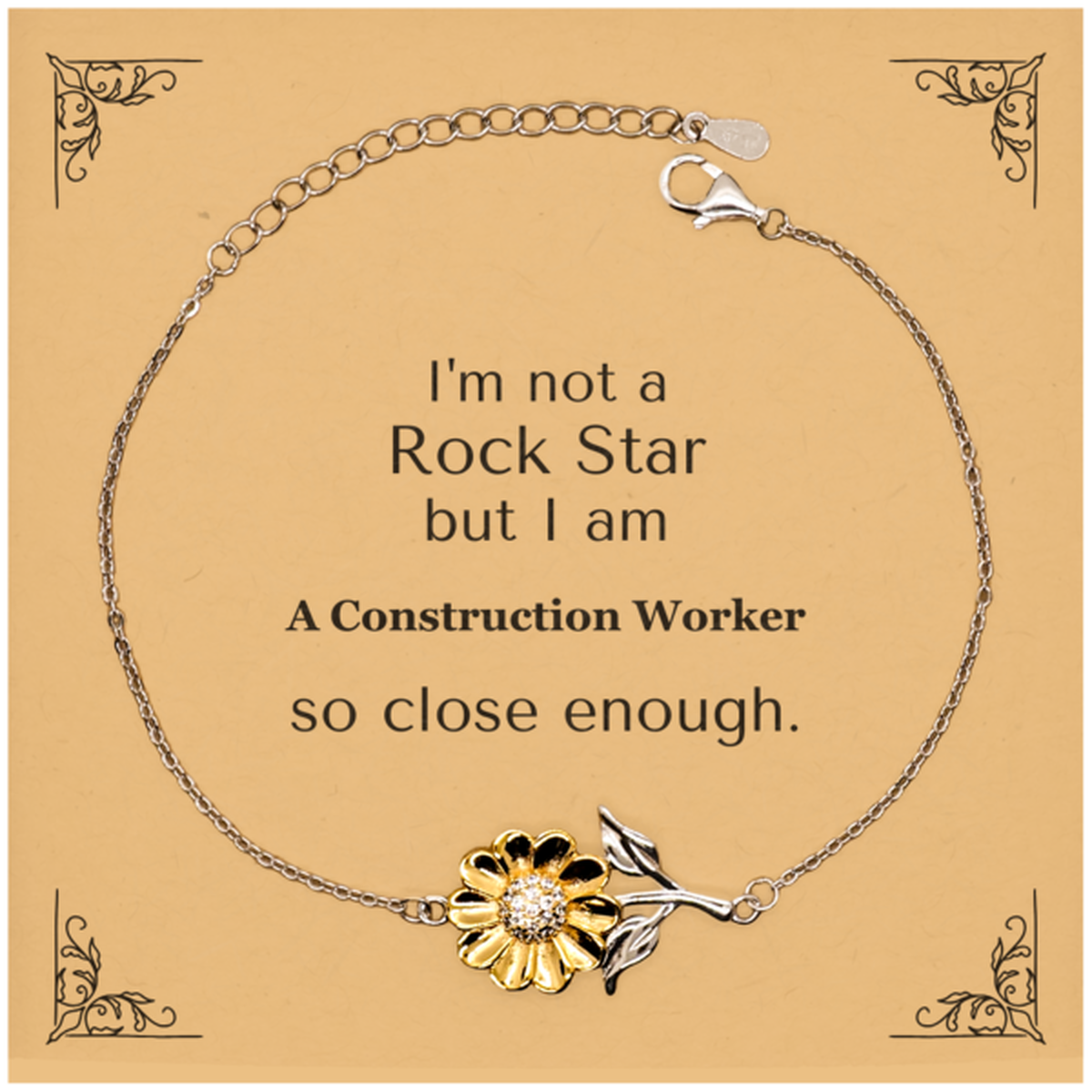 construction worker sunflower bracelet inspirational gift for birthday or christmas